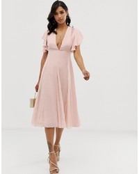 Robe midi rose ASOS DESIGN