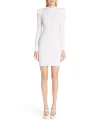 Robe moulante en laine en tricot blanche