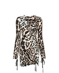 Robe moulante imprimée léopard marron clair