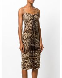 Robe moulante imprimée léopard marron Dolce & Gabbana