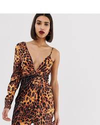 Robe moulante imprimée léopard marron PrettyLittleThing
