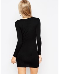 Robe moulante imprimée noire Asos