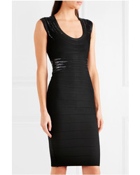 Robe moulante ornée noire Herve Leger