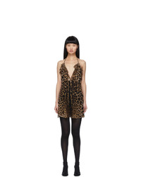 Robe nuisette en soie imprimée léopard marron clair