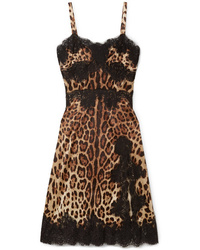 Robe nuisette imprimée léopard marron clair