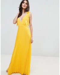 Robe nuisette plissée jaune Asos