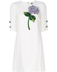 Robe ornée de perles brodée blanche Dolce & Gabbana