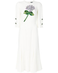 Robe ornée de perles brodée blanche Dolce & Gabbana