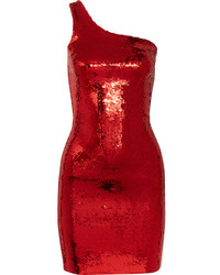 Robe pailletée rouge Saint Laurent