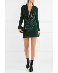 Robe pailletée vert foncé Ashish