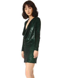 Robe pailletée vert foncé Ashish