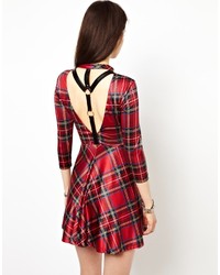 Robe patineuse écossaise rouge