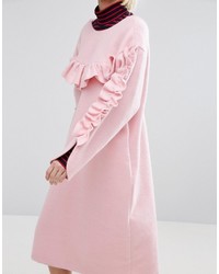 Robe-pull à volants rose