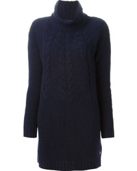 Robe-pull en tricot bleu marine