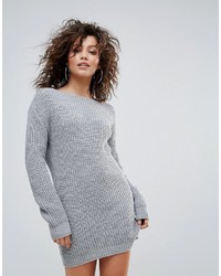 Robe-pull en tricot grise