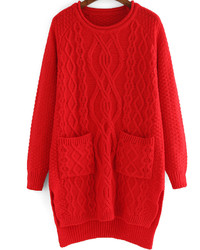 Robe-pull en tricot rouge