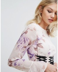 Robe trapèze à fleurs violet clair Missguided