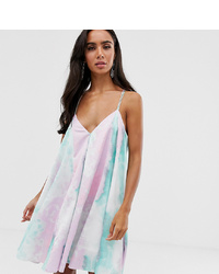 Robe trapèze en soie imprimé tie-dye multicolore ASOS DESIGN