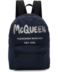 Sac à dos bleu marine Alexander McQueen