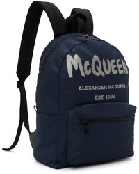 Sac à dos bleu marine Alexander McQueen