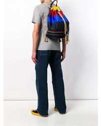 Sac à dos en cuir à rayures horizontales multicolore JW Anderson