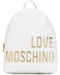 Sac à dos en cuir blanc Love Moschino