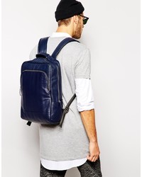 Sac à dos en cuir bleu marine Asos