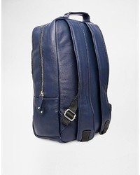 Sac à dos en cuir bleu marine Asos