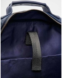 Sac à dos en cuir bleu marine Asos