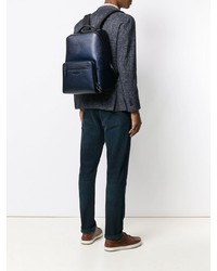 Sac à dos en cuir bleu marine Salvatore Ferragamo