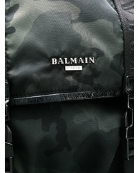 Sac à dos en cuir camouflage noir Balmain