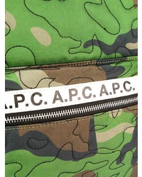 Sac à dos en cuir camouflage vert A.P.C.