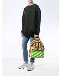 Sac à dos en cuir imprimé multicolore Fendi