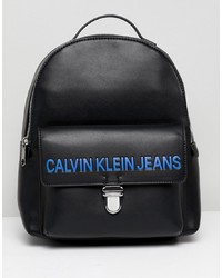 Sac à dos en cuir imprimé noir Calvin Klein