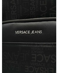 Sac à dos en cuir imprimé noir Versace Jeans