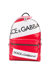 Sac à dos en cuir imprimé rouge Dolce & Gabbana