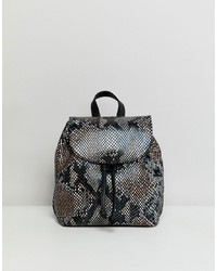 Sac à dos en cuir imprimé serpent multicolore