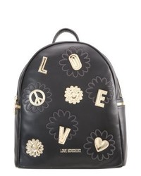 Sac à dos en cuir noir Moschino