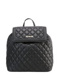 Sac à dos en cuir noir Moschino