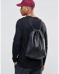 Sac à dos en cuir noir Mi-Pac