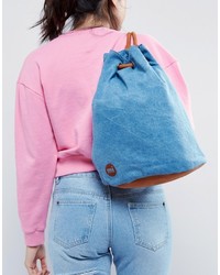 Sac à dos en denim imprimé bleu clair Mi-pac