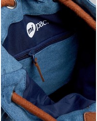 Sac à dos en denim imprimé bleu clair Mi-pac