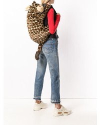 Sac à dos en fourrure imprimé léopard marron Dolce & Gabbana