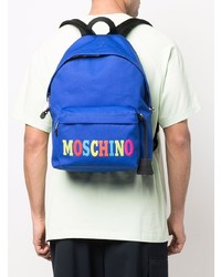 Sac à dos en toile bleu Moschino