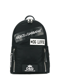 Sac à dos en toile brodé noir Dolce & Gabbana
