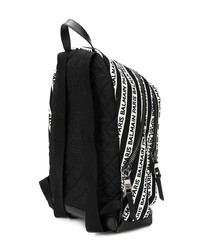 Sac à dos en toile imprimé noir et blanc Balmain