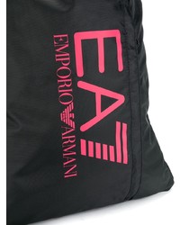 Sac à dos en toile imprimé noir Ea7 Emporio Armani