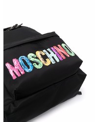 Sac à dos en toile imprimé noir Moschino