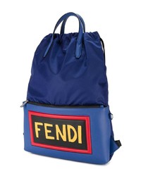 Sac à dos imprimé bleu marine Fendi