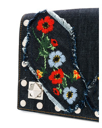 Sac bandoulière brodé bleu marine Sonia Rykiel